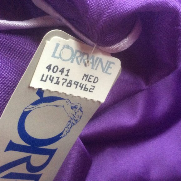 Lorraine Vintage Purple NWT Floral Applique Satin 80s Made in USA Nightgown Med. - Picture 4 of 6